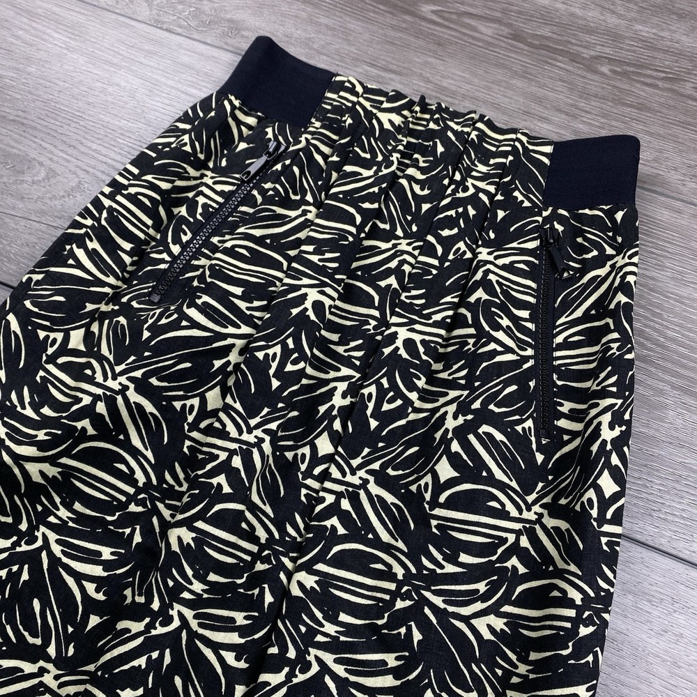 Lafayette 148 Women's Linen Blend Knee Length Skirt Black Off White 4